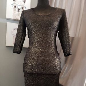 Forever 21 Gold & Black Fitted Dress